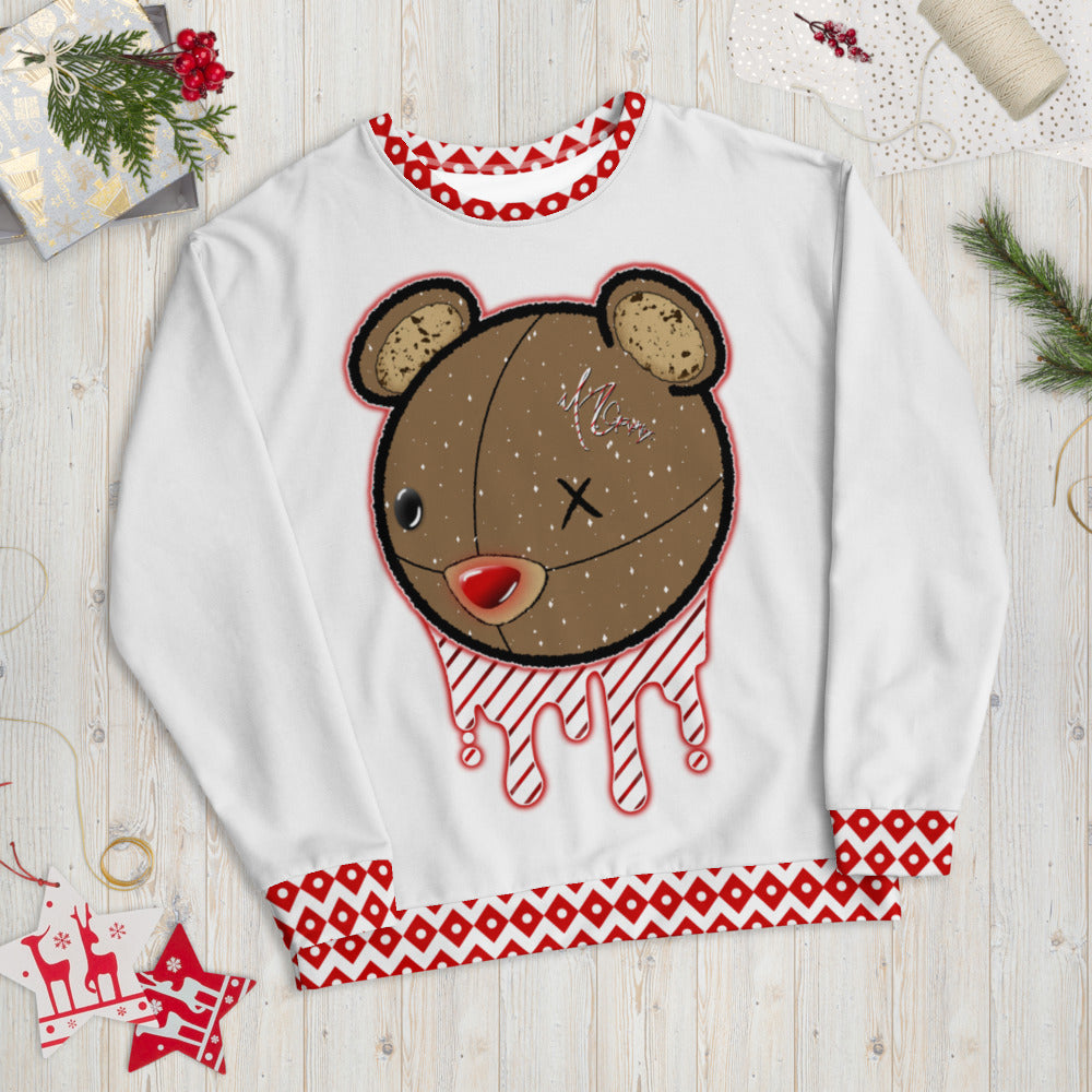 Candy Cane All-Over Print X-Mas Sweater (White Alt)