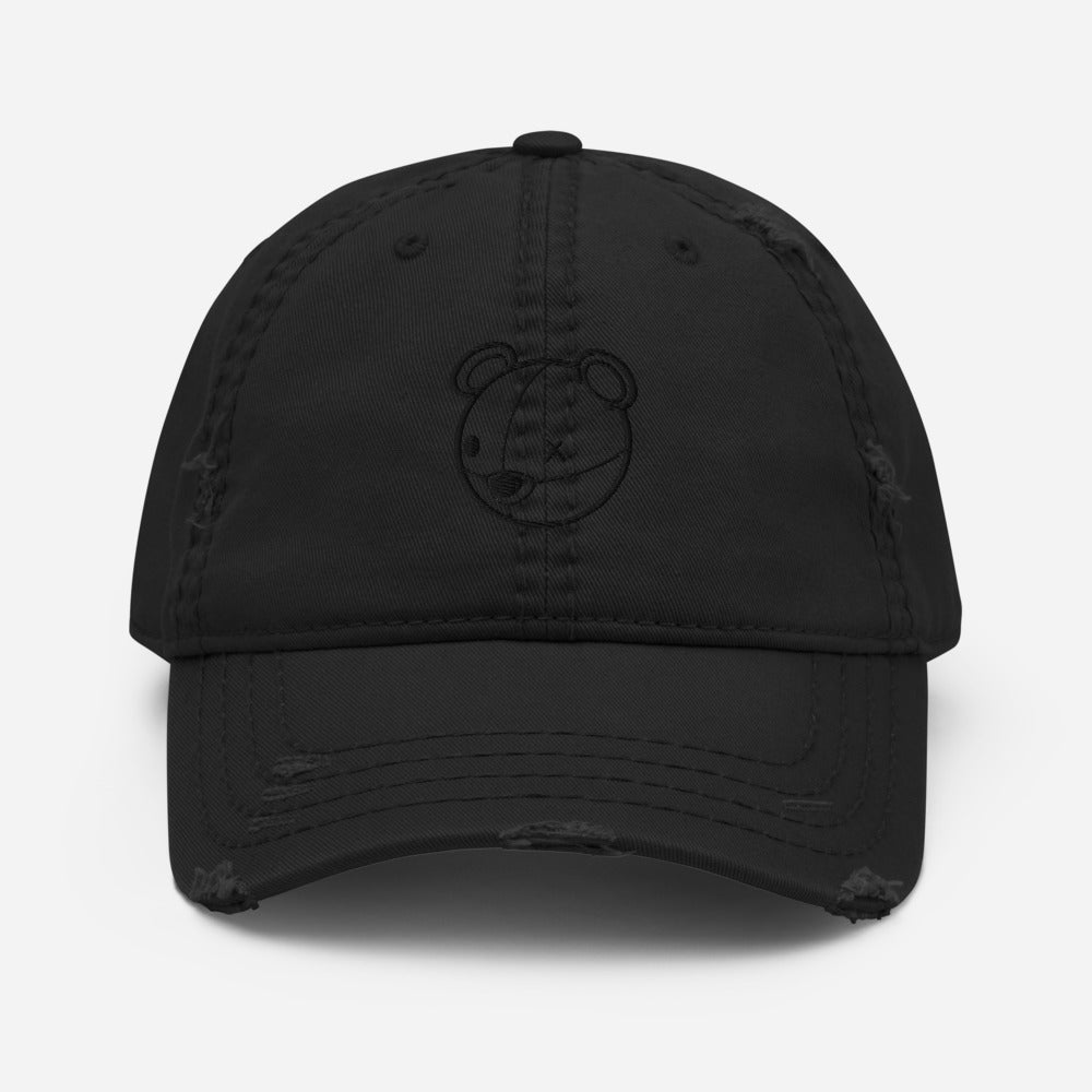 Distressed Bear Dad Hat (Black Logo)